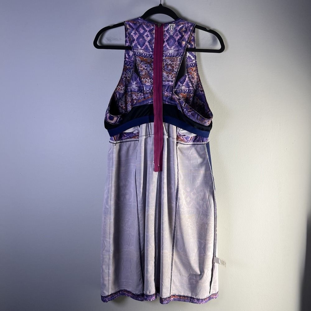 Title Nine Sz 14 Nimblene Arabella Quick Dry Shelf Bra Back Zip Purple Dress Gym - Picture 16 of 16